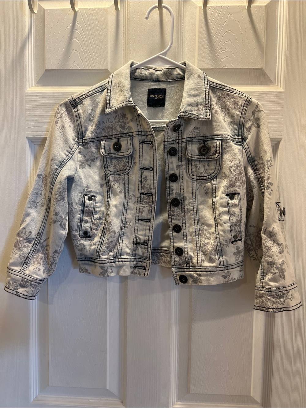 Floral Print Light Wash Denim Jacket